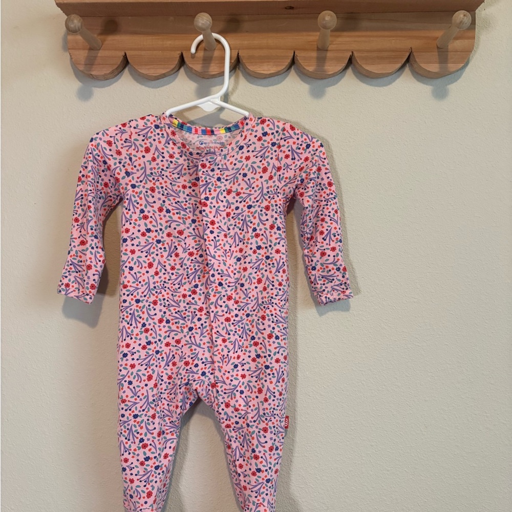Magnetic Me Pink Floral Long-Sleeve Footie